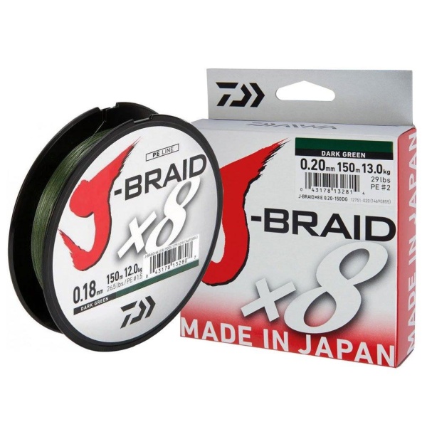 Daiwa J-Braid X8 Dark Green 150m -