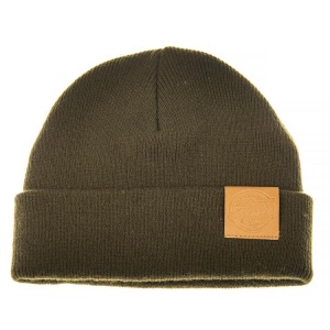 Ahrex Tight Knit Leather Patch Beanie - Loden